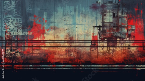 Generate an urban grunge abstract background with a sense of street art and decay.