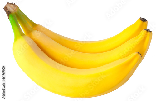 Bunch of bananas in full focus isolated on white background