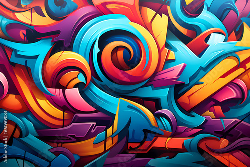 Multi-colored abstraction in the style of graffiti. Multicolored background. Explosion, splash, waves, splashes.