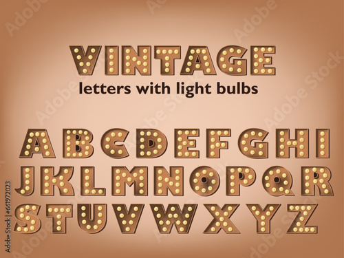 Vintage sign letters with light bulbs