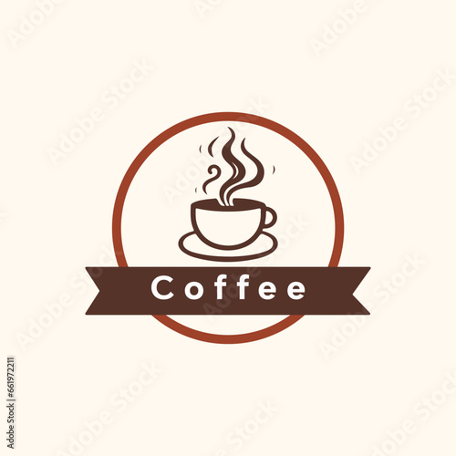 Vector simple and minimal Coffee Logo  Coffee cafe design Concept with white background 