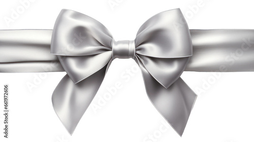 Beautiful shiny silk bow isolated on transparent background, decorative design png element, clip art festive object.