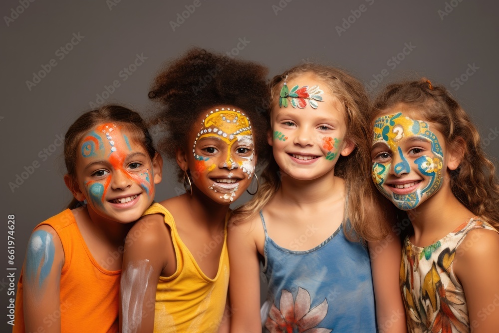 A delightful moment of childhood with cute, happy children celebrating together A delightful moment of childhood with cute, happy children celebrating together