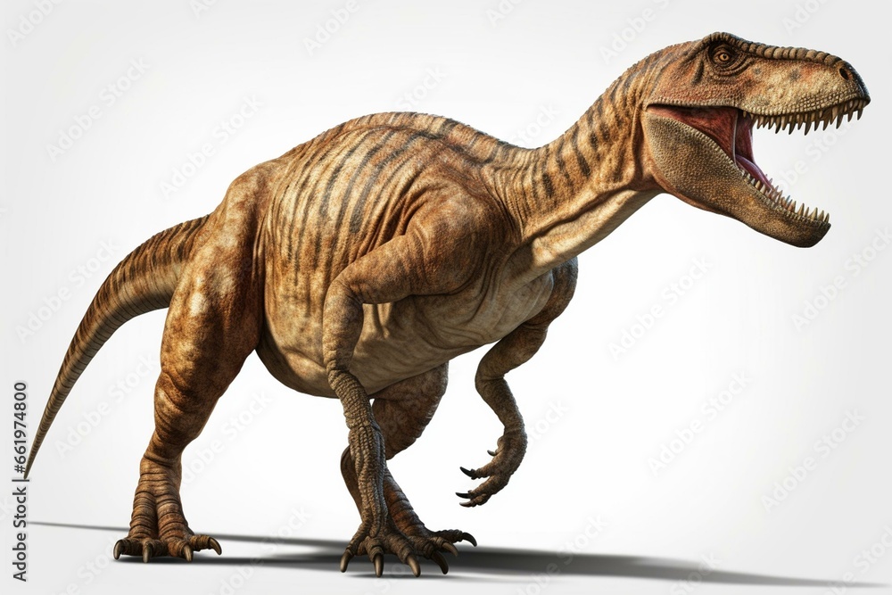 Realistic full body image of a ceratosaurus on a white background. Generative AI Realistic full body image of a ceratosaurus on a white background. Generative AI