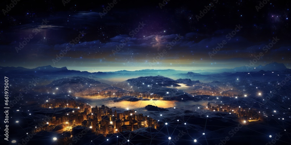 Naklejka premium Digital Revolution Unveiled: A Futuristic Glimpse into the Interconnected Web of Information, Digital Currency Technology, and the Thriving World of Cryptocurrency