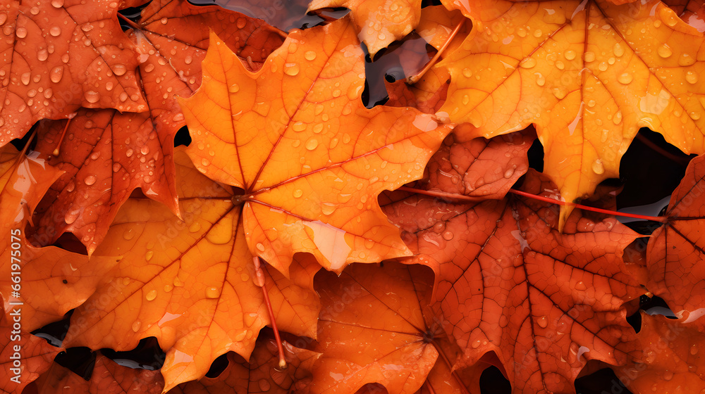 Fall leaves background - Generative Ai