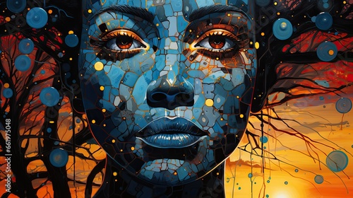 abstrakcyjna sztuka komputerowa twarzy na kolorowo © Bear Boy 