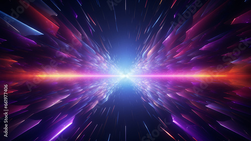 3D rendering showcases a neon-colored, high-energy singularity in the vastness of space