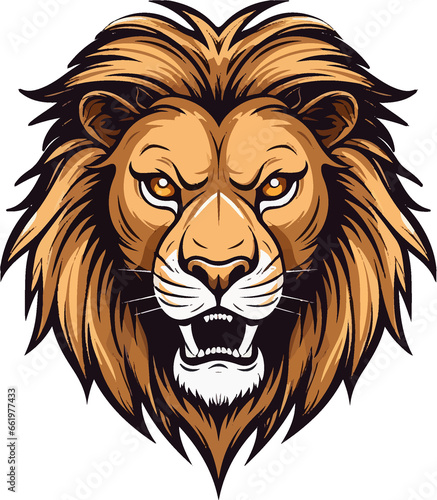 lion head isolated on white, mascot vector, png, cutout