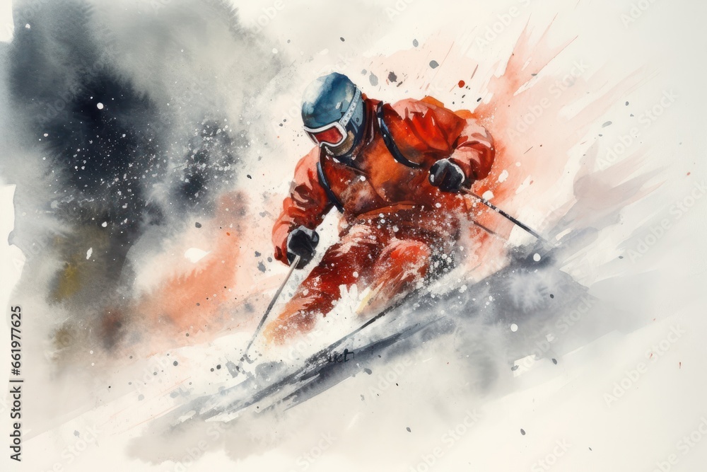 Fototapeta premium Extreme sport on ski boards. Snow tourism concept. Generative AI.