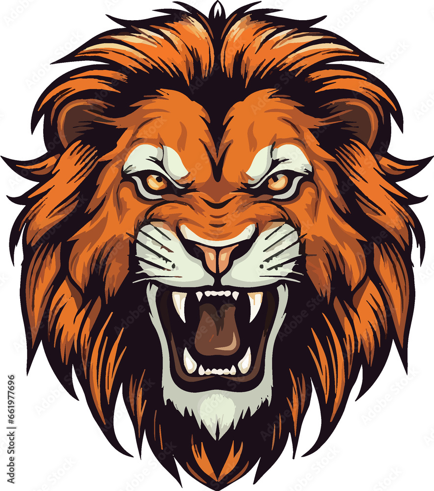 lion head isolated on white, mascot vector, png, cutout