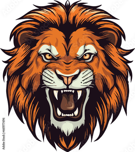 lion head isolated on white, mascot vector, png, cutout