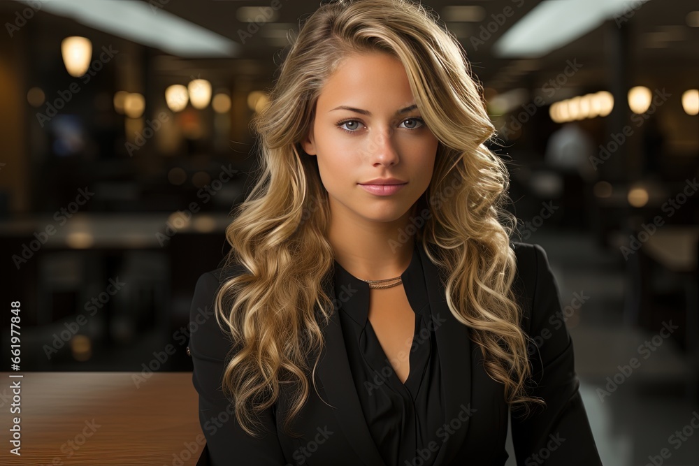 Business acumen meets professional elegance as a successful woman navigates her boss's office in her impeccably styled business outfit Business acumen meets professional elegance as a successful woman navigates her boss's office in her impeccably styled business outfit
