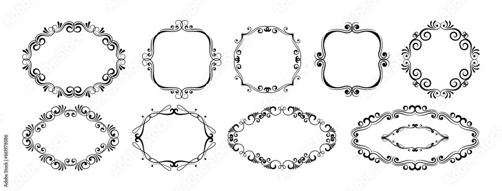 Set floral oval and round victorian frames