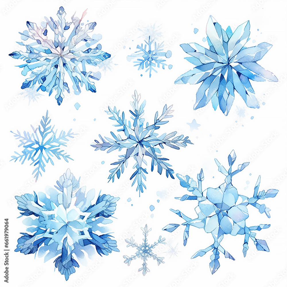 Flat snowflakes set illustration for web marketing design Flat snowflakes set illustration for web marketing design