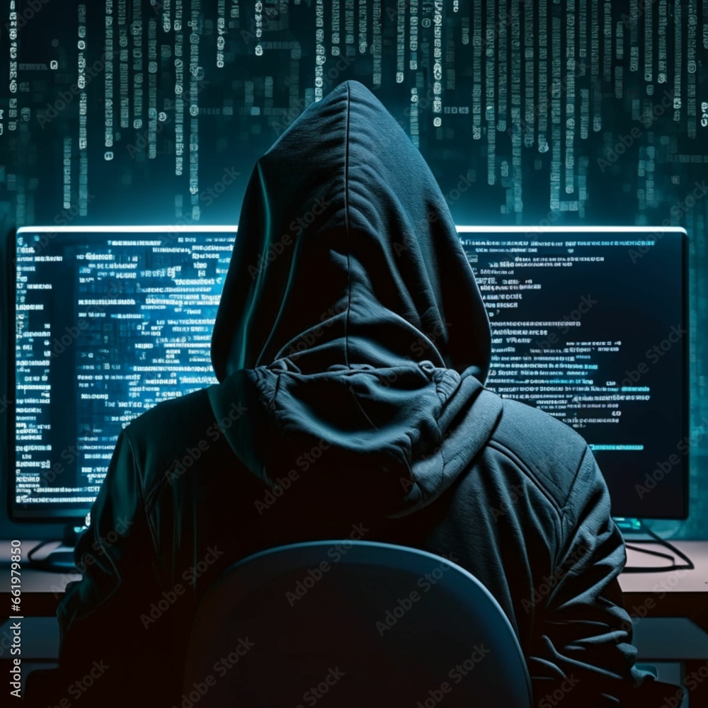 Anonymous hacker, surrounded by a network of glowing data. Cybersecurity, Cybercrime, Cyberattack. Anonymous hacker, surrounded by a network of glowing data. Cybersecurity, Cybercrime, Cyberattack.
