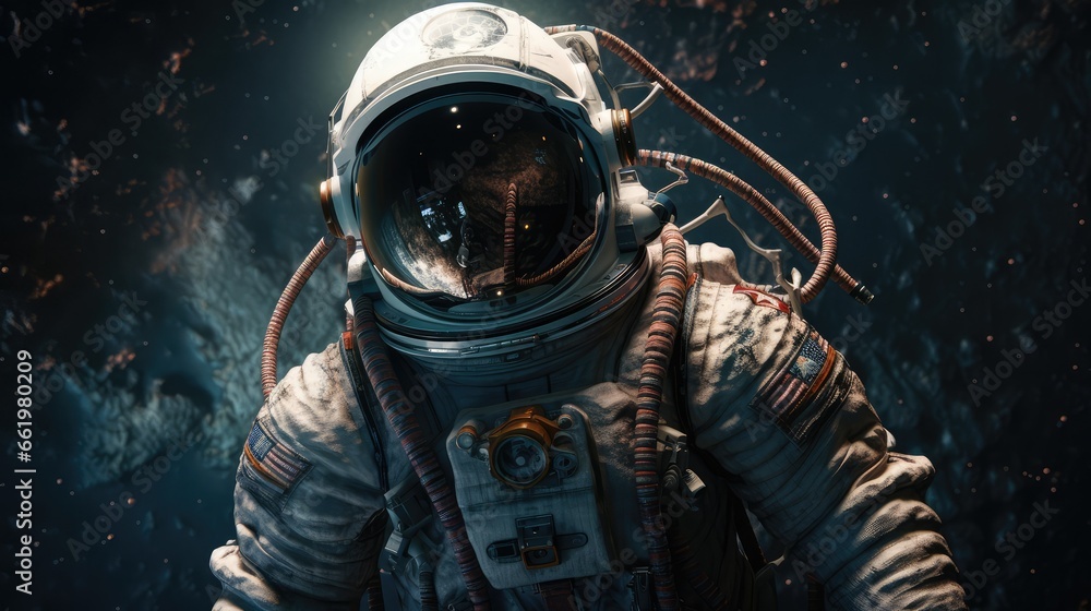 Astronauta unoszący się w kosmosie.  - obrazy, fototapety, plakaty 