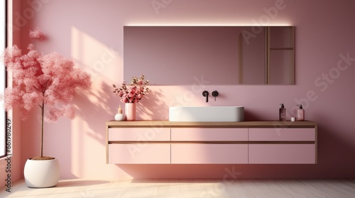 Modern bathroom  Interior pink bathroom.
