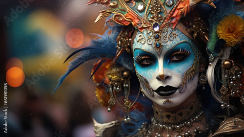 A Woman in the Mask Mardi Gras Festival © EmmaStock