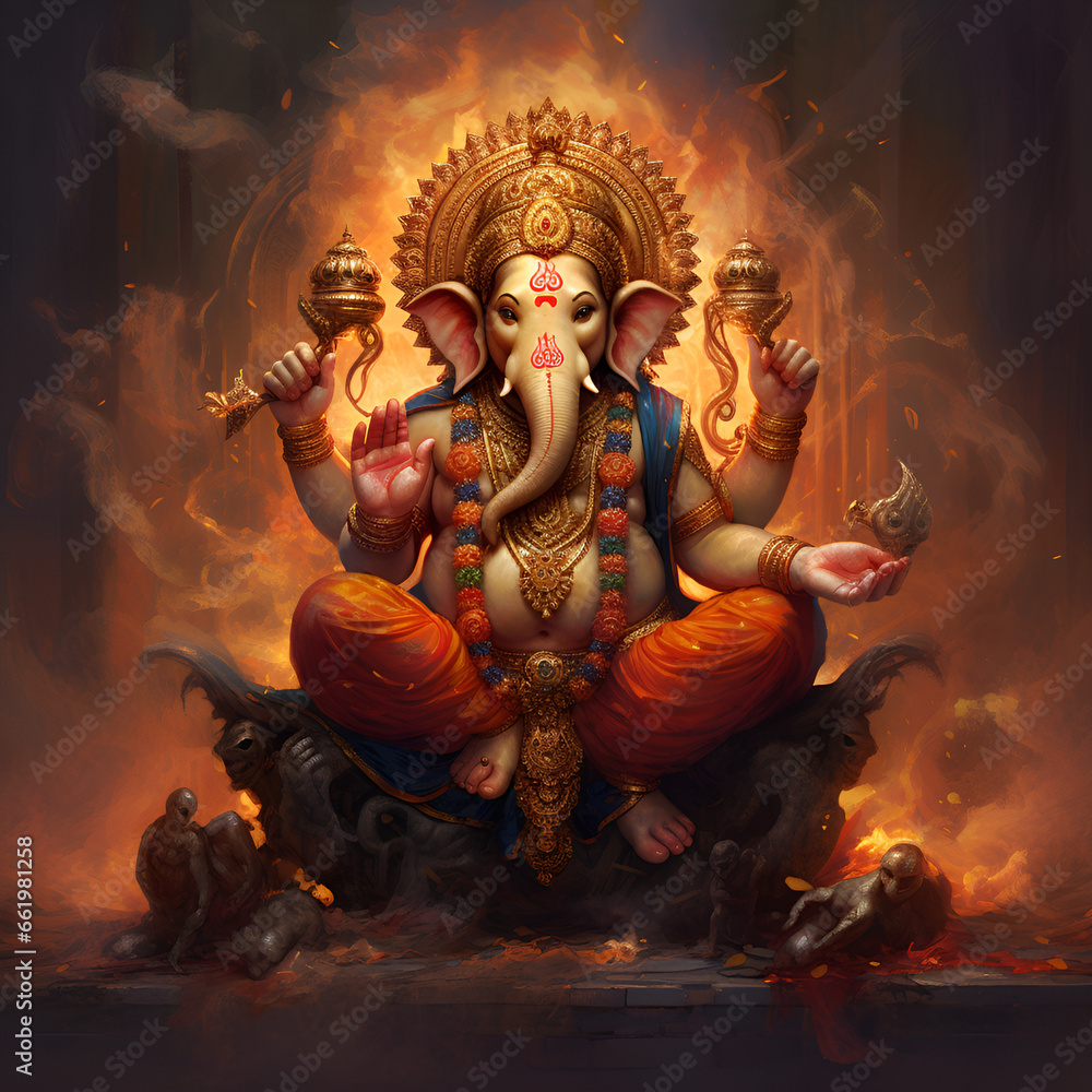 Beautiful images of Lord Ganesha. Generative AI