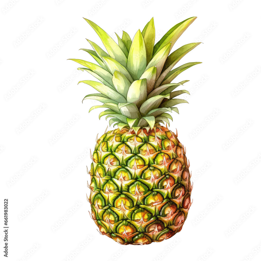 fruit element. watercolor pineapple illustration.
