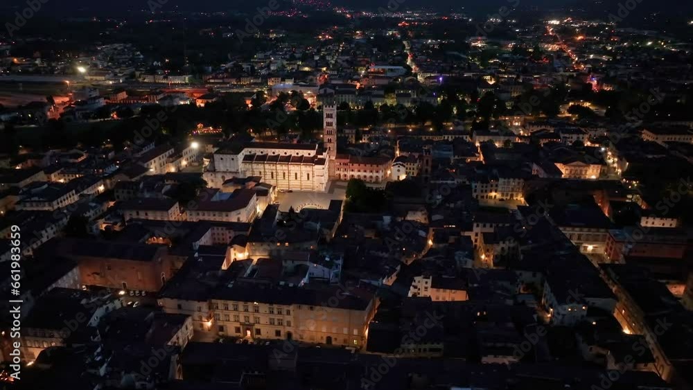 Aerial view of Lucca Cathedral (Duomo di Lucca, Cattedrale di San Martino), a Roman Catholic cathedral in Lucca, Italy. Lucca is a city and comune in Tuscany Aerial view of Lucca Cathedral (Duomo di Lucca, Cattedrale di San Martino), a Roman Catholic cathedral in Lucca, Italy. Lucca is a city and comune in Tuscany
