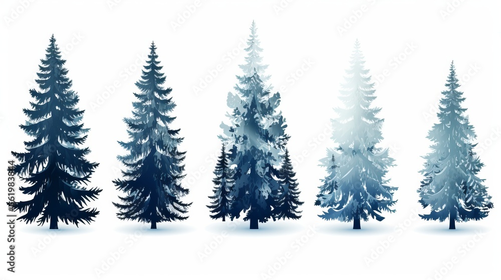 A snowy winter landscape with tall trees standing proudly