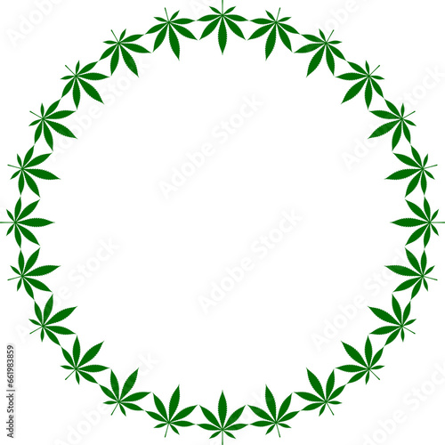 Cannabis also known as Marijuana Plant Leaf Silhouette Circle Shape Composition  can use for Decoration  Ornate  Wallpaper  Cover  Art Illustration  Textile  Fabric  Fashion  or Graphic Design Element