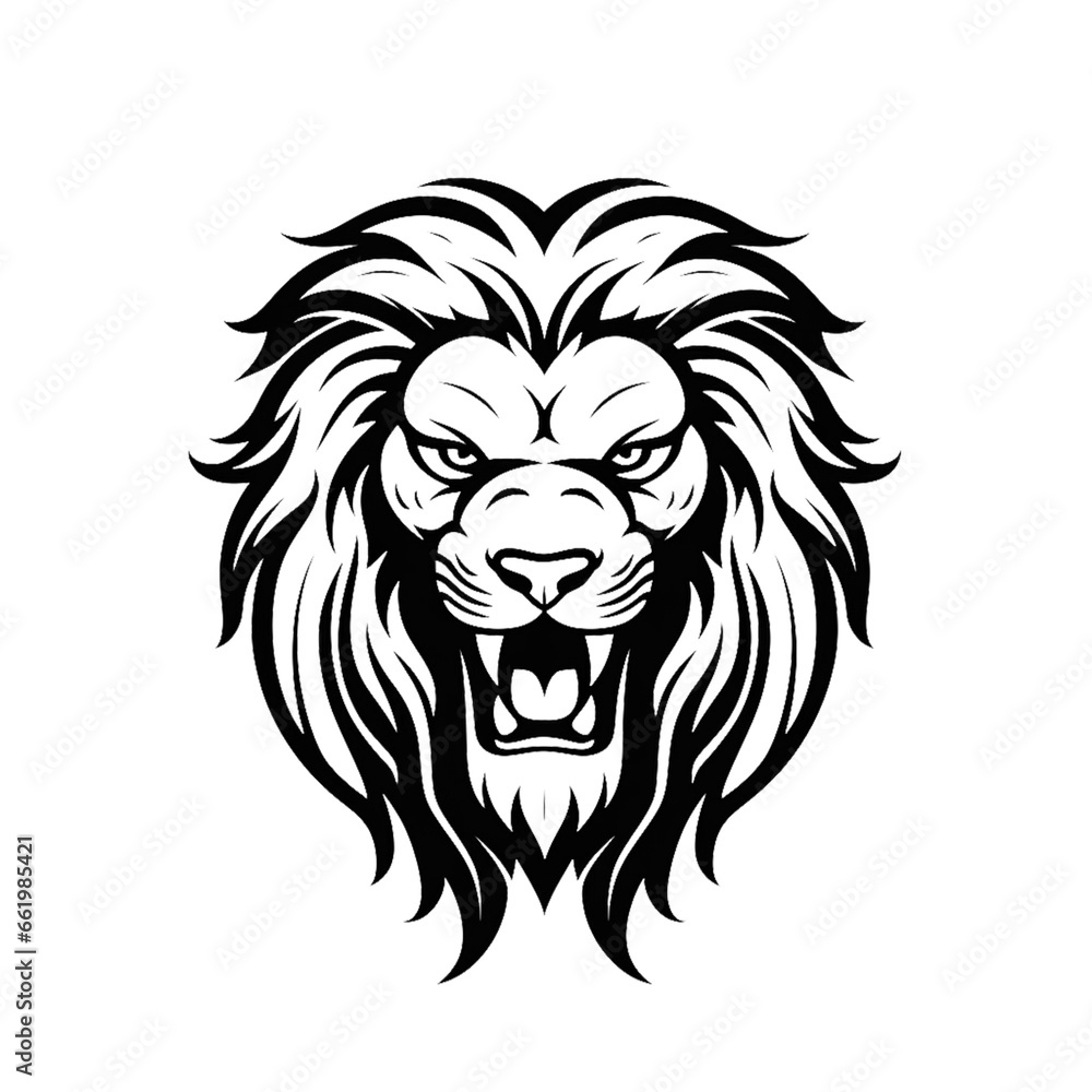 roaring lion cat head isolated on white, mascot vector, cartoon, illustration