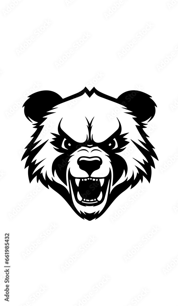 roaring panda bear head isolated on white, mascot vector, cartoon, illustration roaring panda bear head isolated on white, mascot vector, cartoon, illustration
