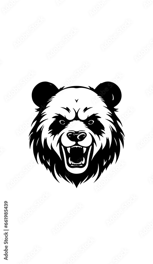 roaring panda bear head isolated on white, mascot vector, cartoon, illustration roaring panda bear head isolated on white, mascot vector, cartoon, illustration