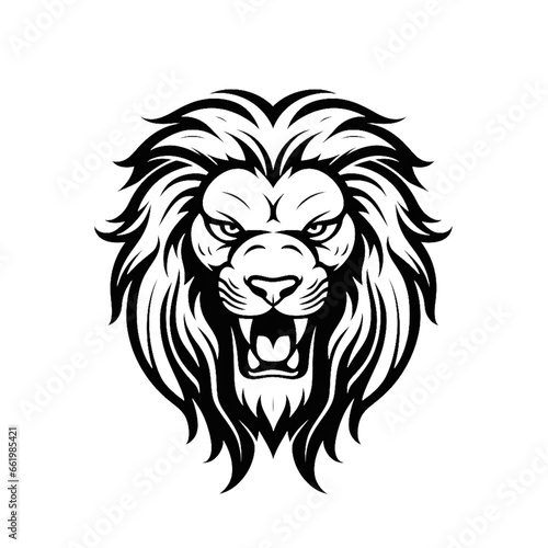 roaring lion cat head isolated on white, mascot vector, cartoon, illustration © Happy Stock