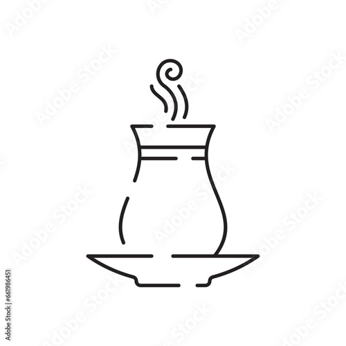 Teacup line icon icon. Teapot or samovar flat icon. Thin line signs for design logo, visit card. Symbol for web design or mobile app. Cup outline pictogram