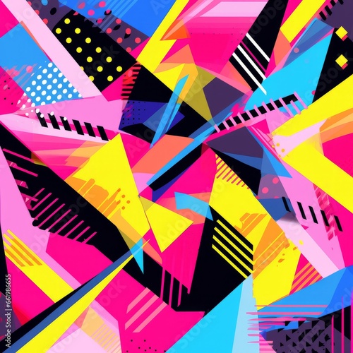 vibrant layers of shapes and colors blending harmoniously, Generative AI