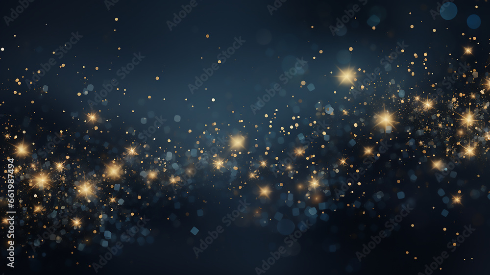 Abstract navy background and gold shine stars, Generative AI Abstract navy background and gold shine stars, Generative AI