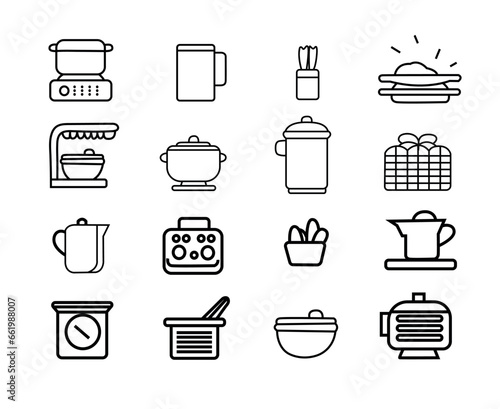 kitchen item icon vector set manually created