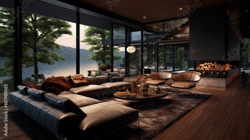 interior of a modern house in dark colors