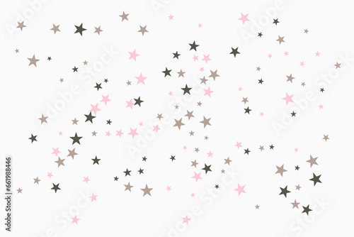 Star confetti. Silver casual confetti background. Bright design pattern.