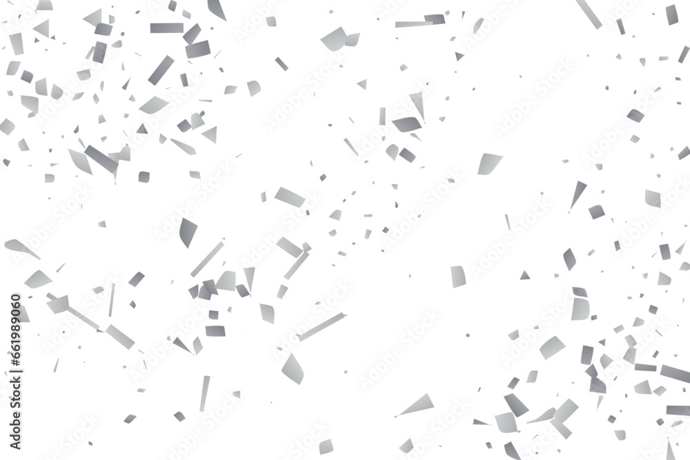Silver glitter confetti on a white background. Decorative element. Silver glitter confetti on a white background. Decorative element.