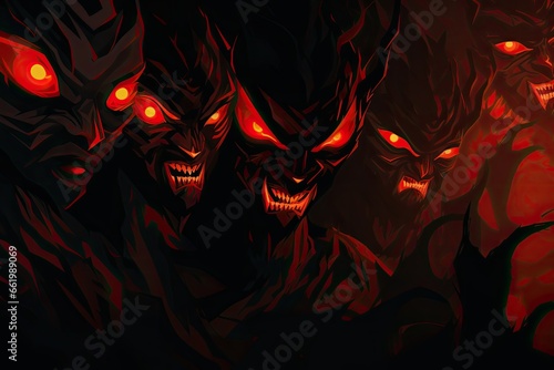 Symbolic image of demons in abstract style photo