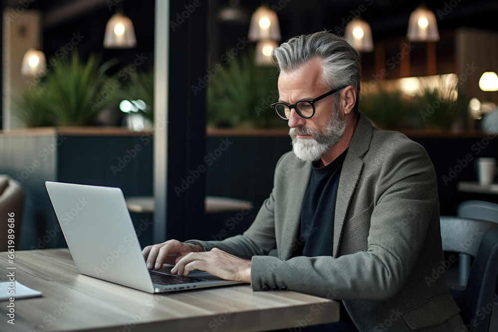 professional businessman working on laptop in office lobby. professional businessman working on laptop in office lobby.