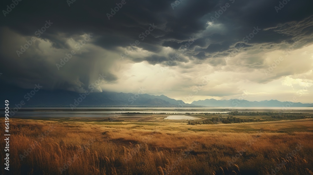 Fototapeta premium Dramatic landscape with stormy skies