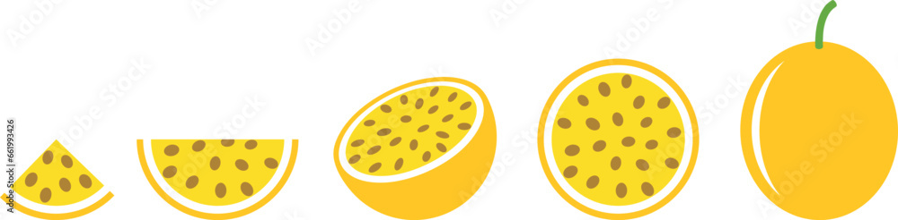Passion fruit logo. Isolated passion fruit on white background Passion fruit logo. Isolated passion fruit on white background