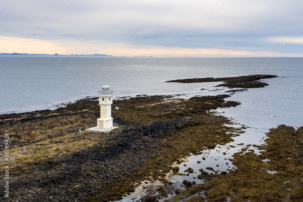 Old Akranes lighthouse at west coastline of Iceland