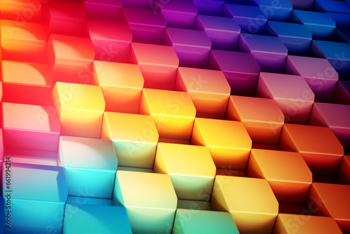 Abstract Gradient Background. 3d Cubes Pattern. Multi Colored Geometric Banner. AI Generative