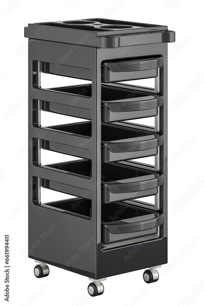 Beauty Salon Rolling Trolley Cart With 5 Drawers, 3D rendering isolated on transparent background Beauty Salon Rolling Trolley Cart With 5 Drawers, 3D rendering isolated on transparent background