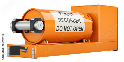 Flight data recorder, black box. 3D rendering isolated on transparent background