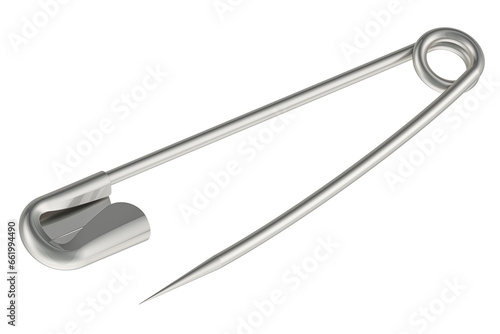 Opened Safety Pin, 3D rendering isolated on transparent background