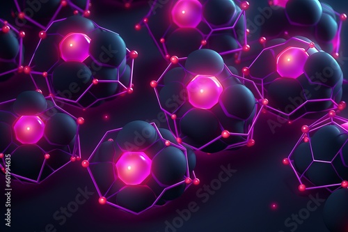 Abstract background with glowing lights. 3d molecules and human body micro cells concept. © Amel