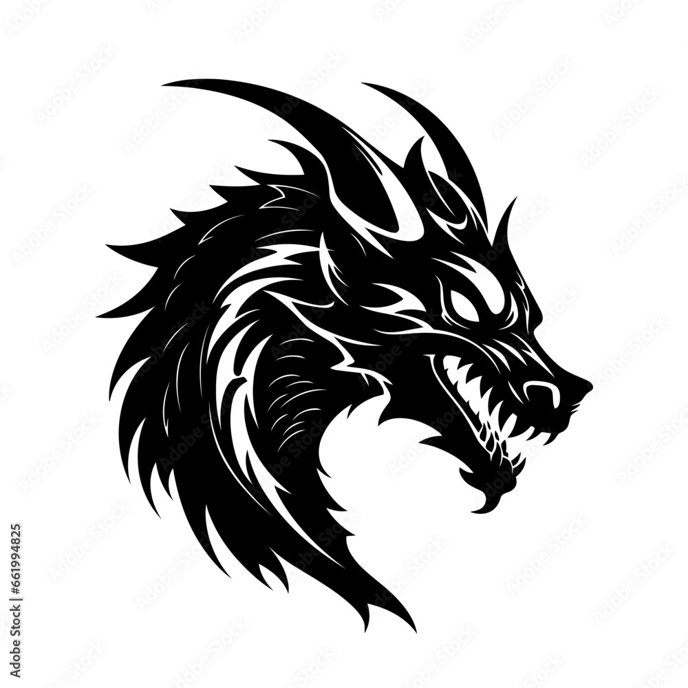 Obraz premium Dragon head silhouette. Dragon logo design